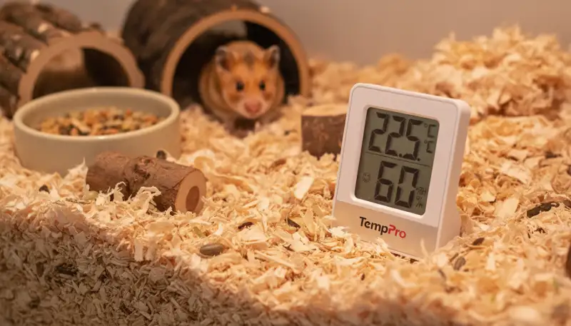 Optimales Klima: Digitales Hygrometer im Kleintiergehege