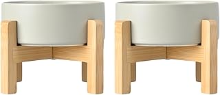 SPUNKYJUNKY Hundenapf Keramik Erhöhter Futternapf Set mit Bambus Ständer für Katzen und Hunde …