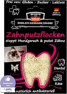 QCHEFS ZAHNPUTZFLOCKEN Katze Zahnpflege zum Lecken von Schleckmatte mit Nassfutter, Lachsöl, Kat…