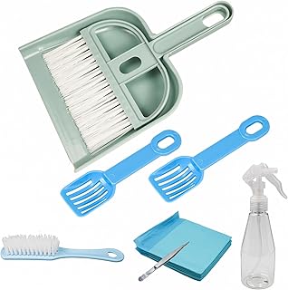 Haustier Kehrschaufel Set Mini Besen Set Käfigreiniger für Kaninchen Meerschweinchen Hamster kl…