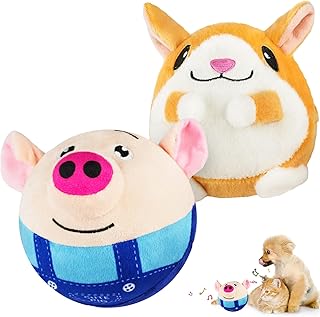 Aktives Bewegendes Haustier Plüschspielzeug, 2 Ballhüllen und 1 Rollball Hundeball Hundespielze…