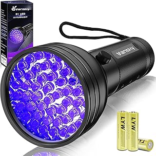 Vansky UV Schwarzlicht Taschenlampe: 395nm UV Lampe mit 51 LEDs als Urin-Detektor für Eingetrock…