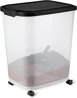 Amazon Basics Tierfutterbehälter für, 15.8 kg,Transparent und Schwarz
