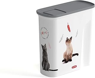 Curver Futter-Container 2,5kg I Verseuse 6L Chat, weiß/grau/Love Pets Katzen