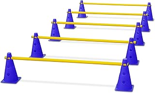 HAEST – Agility Set für Hunde, 15-teiliges steckbares Steckhürdenset (5 Stangen, 10 Hütchen), …