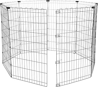 Amazon Basics Laufgehege für Hunde und andere Haustiere, faltbar, Metall, ohne Tür, 107 cm