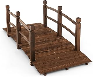 SOARS Holzbrücke mit Geländer, Gartenbrücke aus Fichtenholz, stabile Teichbrücke bis 150 kg b…