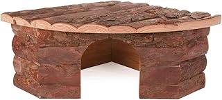 TRIXIE Eckhaus Jesper für Meerschweinchen und Zwergkaninchen, 42x30x30 cm, 62043, Rindenholz