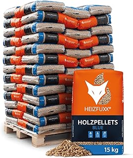 Holzpellets Blue Palette 975 kg (65 x 15 kg) – 6mm Weichholz Pellets mit hohem Heizwert & geringe…