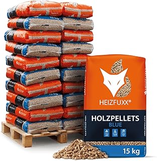 Holzpellets Blue Palette 300 kg (20 x 15 kg) – 6mm Weichholz Pellets mit hohem Heizwert & geringe…