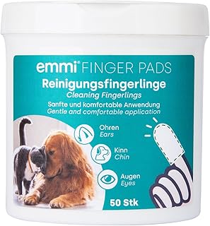 Emmi-pet Finger-Pads für Hunde & Katze, Einweg-Reinigungsfingerlinge für Ohren, Kinn & Augen, R…