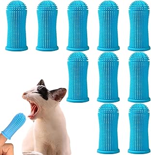 Zahnbürste Hund, 10 Stück Silikon Fingerzahnbürsten, 360° Haustier Zahnbürste Set Tierzahnpf…