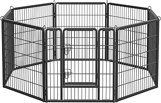 Feandrea Freilaufgehege, Laufstall DIY, mit 8 Gitterplatten je 77 x 80 cm, 2 L-förmige Riegel, t…