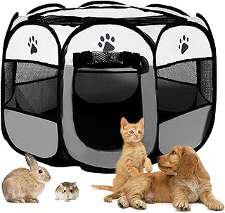 Welpenlaufstall 74x74x43cm, Faltbar Hundelaufstall für Wohnung, BRIMOREA Katzengehege, Kaninchen…