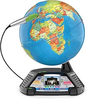 VTech Interaktiver Videoglobus – Weltkugel mit Bildschirm, akustischen und visuellen Lerninhalt…