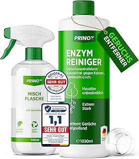PRINOX 1030ml Enzymreiniger Konzentrat inkl. Mischflasche I STARKER GERUCHSENTFERNER I Ergibt bis…