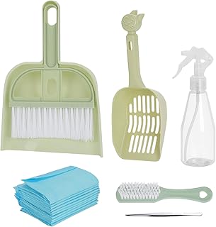 Haustier Kehrschaufel Set, Käfigreiniger, Mini Deluxe-Reinigungs Set für Kaninchen/Meerschweinc…