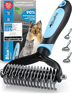 BluePet Hundebürste Unterwolle langhaar & Katzenbürste langhaar I Unterwollkamm entfernt Unterw…