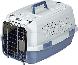 Amazon Basics Hund Transportbox für Haustiere, 2 Türen, 1 Dachöffnung, L 48 x B 32 x H 25 cm, …