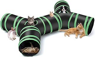 Katzenspielzeug Katzentunnel Großer, 4-Wege Zusammenklappbar Haustier Spieltunnel Röhre mit Auf…