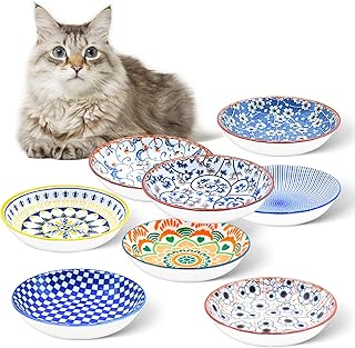 Katzen-Futternapf, Keramik-Katzennäpfe, 8 Stück, Bunte Katzennäpfe, Flacher Katzen-Futternapf,…