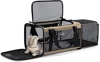 Wakytu transportbox Katze，Fluggenehmigter erweiterbarer Haustiertransportbeutel für kleine Kat…