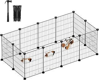 SONGMICS Freilauf, DIY-Kleintiergehege, Kleintierkäfig, Kaninchen, Meerschweinchen, Metallgitter…