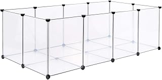 lionto Freigehege für Kaninchen aus pflegeleichtem Kunststoff, 145x74x47 cm, erweiterbares Geheg…