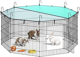 SONGMICS Kleintiergehege, Freilaufgehege mit Abdeckung, Gehege, atmungsaktiv, Sonnenschutz, für …