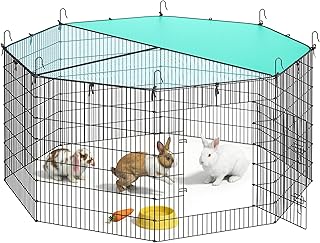 SONGMICS Kleintiergehege, Freilaufgehege mit Abdeckung, Gehege, atmungsaktiv, Sonnenschutz, für …