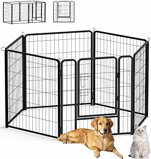 Aufun 6-Gitter Freilaufgehege Welpenauslauf faltbares Tierlaufstall, Automatische Verriegelung, L…