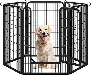 Yaheetech Welpenauslauf 100cm hoch, 6-teilig Welpenlaufstall faltbar mit Tür, Hundelaufstall Fre…