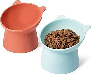 Amazon Basics Futternäpfe für Katzen, Katzenohrform, 2er-Pack, 13,2 × 13,2 × 11,4 cm, orange …