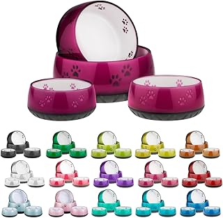 EHASO Hundenapf mit Pfötchen – Futter- und Trinknapf für kleine und große Hunde (330ml, Auberg…