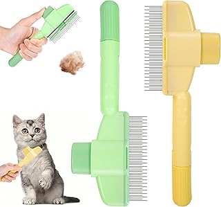 Selbstreinigender Pflegekamm 2 Stück Haustier Edelstahl Zahnkamm Anti Knoten Kämme Flohkamm fü…