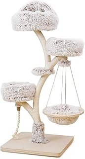 Fudajo Designer Kratzbaum in Zweigdesign 130 cm hoch, Katzenkratzbaum mit Plüsch und Sisal, Klet…