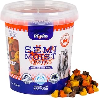 Frigera Semi-Moist Soft Treats Mini Hearts Mix (3) 500g – Weiche Hundeleckerlis, Leckere Belohnun…
