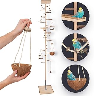 Vogelgaleria® Zimmerhoher Vogel-Kletterbaum 190-192 cm HiFly Medio mit Naturholz-Sitzstangen Vog…