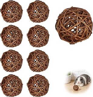 9 Stück Kaubälle 5cm Kaninchen Spielzeug Natürlich Kauen Kleintierspielzeug Lustiger Nager Zub…
