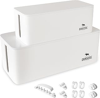 DMoose Kabelbox – 2er Pack kabelbox weiß aus ABS-Kunststoff – kabelbox mit steckdosenleiste Inha…