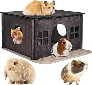Kleintierhaus – Zusammenbaubar Nagetierhaus aus Holz, Behausung und Schlafplatz für Hamster, M…