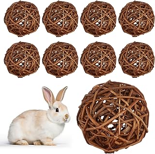 9 Stück Kaubälle, Kaninchen Spielzeug Natürlich, Kauen Kleintierspielzeug, Kaninchen Zubehör …