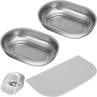 Edelstahlnäpfe und Matte im Set für Mikrochip-Futterautomaten, 2 SUS 304 Einzelschalen and und …