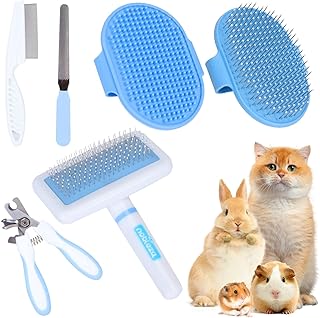 Nobleza – 6-Teiliges Kleintierpflegeset, Kaninchenpflegeset mit Raclettebürste, Bade- und Massag…