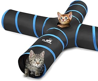 Pawaboo Katzetunnel, Premium-4-Wege-Tunnel Erweiterbar Zusammenklappbar Katzen Spielzeug Maze ver…