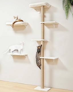 FUKUMARU Kletterwand Katzen-Set, 178 cm hoch, stabiles 3-in-1 Kratzbaum-Set aus mehrschichtigem M…