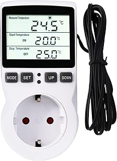 RUIZHI Digitaler Temperaturregler Steckdosen Heizung Kühlen Thermostat 250V mit Fühler Steckdos…