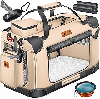 LOVPET® Transportbox Hund Katze Transporttasche XXL 92x64x64cm | Hunde-Tragetasche Faltbare Katz…