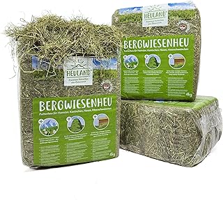Premium Heu (1 x 4 Kg) Frisches Bergwiesenheu für Kleintiere Kaninchen Kräuter Hamster Streu Me…