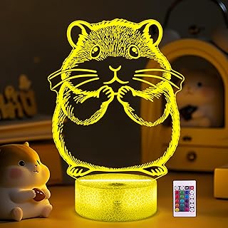 Ammonite Hamster Nachtlicht, 3D LED Lampe mit Fernbedienung, 16 Farbwechsel und Timer, Raumdekora…